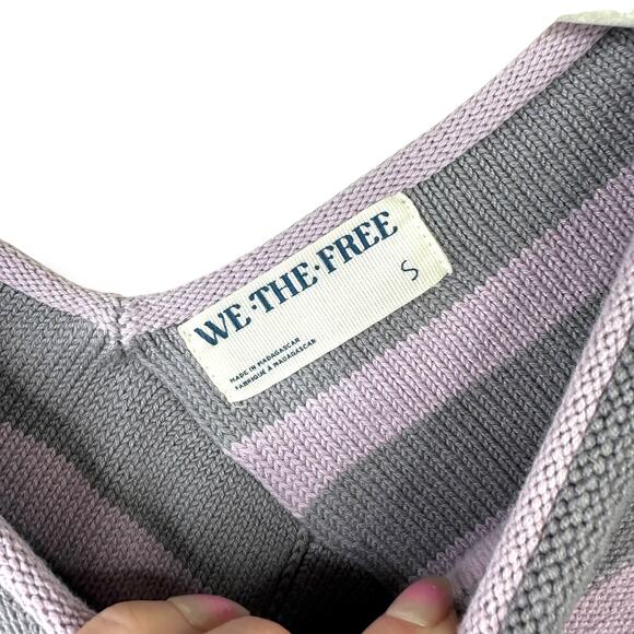 We The Free Gray Purple Crossroads Free People Pullover Off-the-Shoulder Sweater - Picture 4 of 10